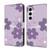 Samsung Galaxy A16 5G Fresh Painted Leather Phone Case - Dark Purple Flowers