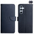 Samsung Galaxy A16 5G HT02 Genuine Leather Fingerprint-proof Flip Phone Case - Blue