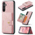 Samsung Galaxy A16 5G JEEHOOD J01 Retro Magnetic Detachable Wallet Phone Case - Pink