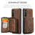 Samsung Galaxy A16 5G JEEHOOD J02 Magnetic Zipper Horizontal Flip Leather Phone Case - Brown
