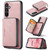 Samsung Galaxy A16 5G JEEHOOD J02 Magnetic Zipper Horizontal Flip Leather Phone Case - Pink