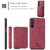 Samsung Galaxy A16 5G JEEHOOD J02 Magnetic Zipper Horizontal Flip Leather Phone Case - Red