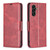 Samsung Galaxy A16 5G Lambskin Texture Pure Color Flip Leather Phone Case - Red