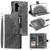 Samsung Galaxy A16 5G Multi-Card Totem Zipper Leather Phone Case - Grey