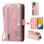Samsung Galaxy A16 5G Nine Card Zipper Bag Leather Phone Case with Lanyard - Rose Gold Samsung Galaxy A16 5G Nine Card Zipper Bag Leather Phone Case with Lanyard - Rose Gold