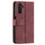 Samsung Galaxy A16 5G Nine Card Zipper Bag Leather Phone Case with Lanyard - Wine Red