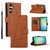 Samsung Galaxy A16 5G PU Genuine Leather Texture Embossed Line Phone Case - Brown