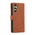 Samsung Galaxy A16 5G PU Genuine Leather Texture Embossed Line Phone Case - Brown
