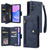 Samsung Galaxy A16 5G Rivet Buckle 9 Cards Three Fold Leather Phone Case - Blue