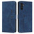Samsung Galaxy A16 5G Skin Feel Heart Embossed Leather Phone Case with Long Lanyard - Blue