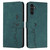 Samsung Galaxy A16 5G Skin Feel Heart Embossed Leather Phone Case with Long Lanyard - Green