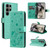 Samsung Galaxy S25 Ultra 5G Cat and Bee Embossed Flip Leather Phone Case - Green