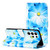 Samsung Galaxy S25 Ultra 5G Colored Drawing Marble Pattern Leather Phone Case - Blue Flower