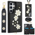 Samsung Galaxy S25 Ultra 5G Crossbody Flower Pattern Leather Phone Case - Black