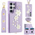 Samsung Galaxy S25 Ultra 5G Crossbody Flower Pattern Leather Phone Case - Purple