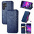 Samsung Galaxy S25 Ultra 5G Cubic Grid Pressed Magnetic Leather Phone Case - Blue