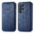 Samsung Galaxy S25 Ultra 5G Cubic Grid Pressed Magnetic Leather Phone Case - Blue