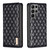 Samsung Galaxy S25 Ultra 5G Diamond Lattice Magnetic Leather Flip Phone Case - Black