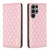 Samsung Galaxy S25 Ultra 5G Diamond Lattice Magnetic Leather Flip Phone Case - Pink