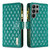 Samsung Galaxy S25 Ultra 5G Diamond Lattice Zipper Wallet Leather Flip Phone Case - Green