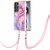 Samsung Galaxy S25 Ultra 5G Electroplating Marble Dual-side IMD Phone Case with Lanyard - Pink 013