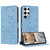 Samsung Galaxy S25 Ultra 5G Embossed Kitten Phone Leather Case with Lanyard - Blue