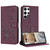 Samsung Galaxy S25 Ultra 5G Embossed Kitten Phone Leather Case with Lanyard - Wine Red