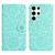 Samsung Galaxy S25 Ultra 5G Floral Embossed Pattern Leather Phone Case - Light Green