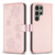 Samsung Galaxy S25 Ultra 5G Four-leaf Embossed Leather Phone Case - Pink