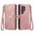 Samsung Galaxy S25 Ultra 5G Geometric Zipper Wallet Side Buckle Leather Phone Case - Pink