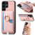 Samsung Galaxy S25 Ultra 5G Retro Cross Leather Ring Side Insert Card Bag MagSafe Phone Case - Pink