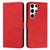 Samsung Galaxy S25 Ultra 5G Skin Feel Heart Embossed Leather Phone Case with Long Lanyard - Red