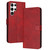 Samsung Galaxy S25 Ultra 5G Solid Calf Texture Flip Leather Phone Case - Red