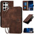 Samsung Galaxy S25 Ultra 5G YX0080 Grid Butterfly Embossed Pattern Flip Leather Phone Case with Lanyard - Coffee