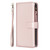 Samsung Galaxy S25+ 5G 9 Card Slots Zipper Wallet Leather Flip Phone Case - Rose Gold