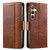Samsung Galaxy S25+ 5G CaseNeo Splicing Dual Magnetic Buckle Leather Phone Case - Brown