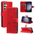 Samsung Galaxy S25+ 5G Cat and Bee Embossed Flip Leather Phone Case - Red