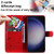 Samsung Galaxy S25+ 5G Cat and Bee Embossed Flip Leather Phone Case - Red