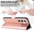Samsung Galaxy S25+ 5G Cat and Bee Embossed Flip Leather Phone Case - Rose Gold