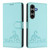 Samsung Galaxy S25+ 5G Cat Rat Embossed RFID Leather Phone Case with Lanyard - Mint Green