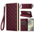 Samsung Galaxy S25+ 5G Crossbody Rhombic Sucker Leather Phone Case - Claret