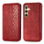 Samsung Galaxy S25+ 5G Cubic Grid Pressed Magnetic Leather Phone Case - Red