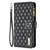 Samsung Galaxy S25+ 5G Diamond Lattice Zipper Wallet Leather Flip Phone Case - Black