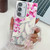 Samsung Galaxy S25+ 5G Electroplating Flowers Plants Texture Wristband TPU Phone Case - Peach Blossom FL18