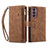 Samsung Galaxy S25+ 5G ESEBLE Retro Frosted RFID Flip Leather Phone Case - Brown
