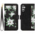 Samsung Galaxy S25+ 5G Floral Pattern Leather Phone Case with Lanyard - Black