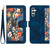 Samsung Galaxy S25+ 5G Floral Pattern Leather Phone Case with Lanyard - Dark Blue