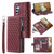 Samsung Galaxy S25+ 5G Grid Texture Zipper Leather Phone Case with Lanyard - Wine Red