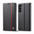 Samsung Galaxy S25+ 5G LC.IMEEKE Carbon Fiber Leather Phone Case - Vertical Black