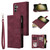 Samsung Galaxy S25+ 5G Multifunctional Frosted Zipper Wallet Leather Phone Case - Wine Red